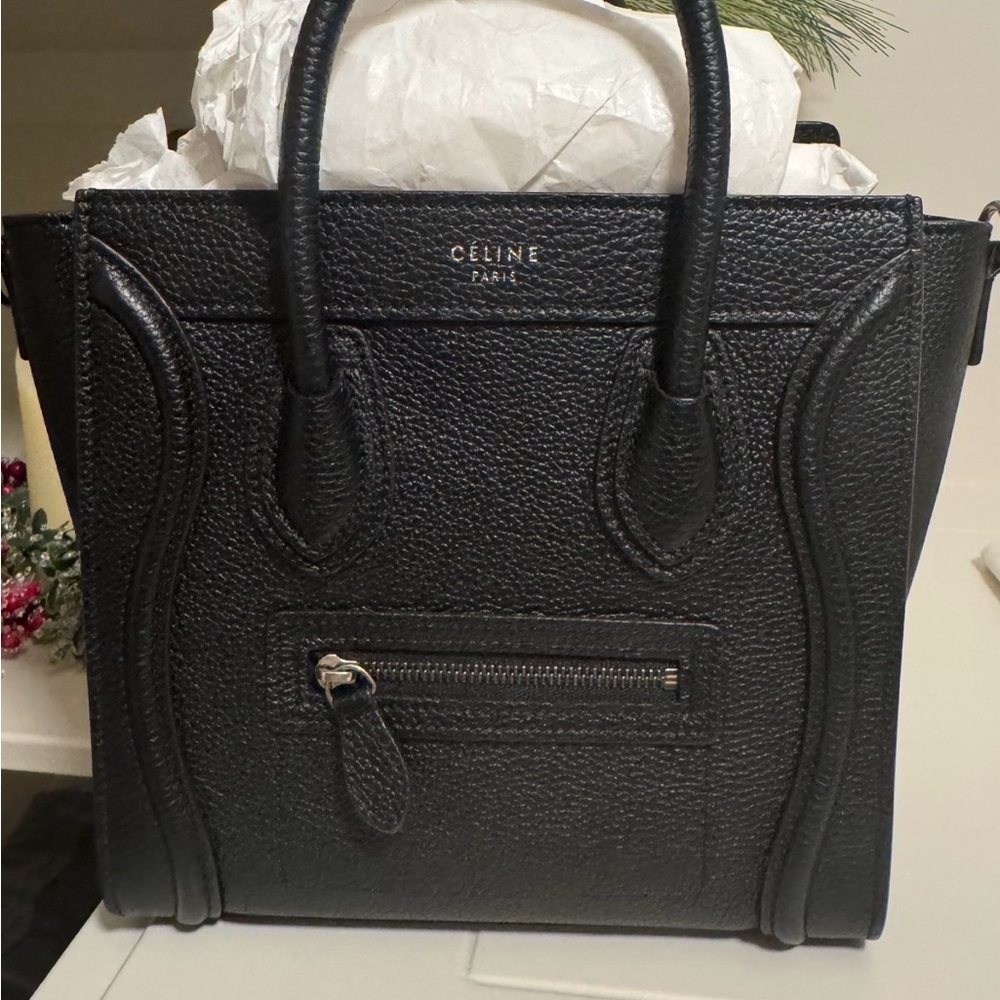 Celine Textured Black Satchel